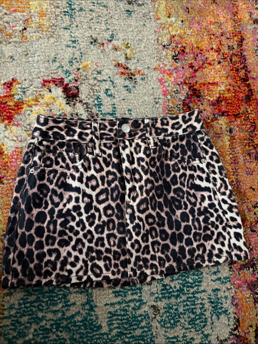 PacSun Leopard Print Mini Skirt - Black and Cream